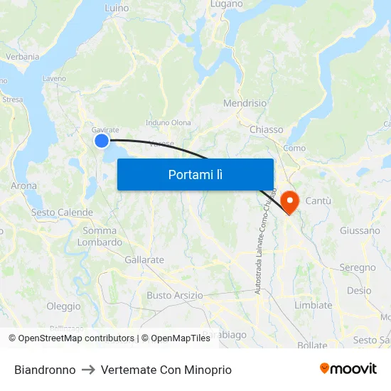 Biandronno to Vertemate Con Minoprio map