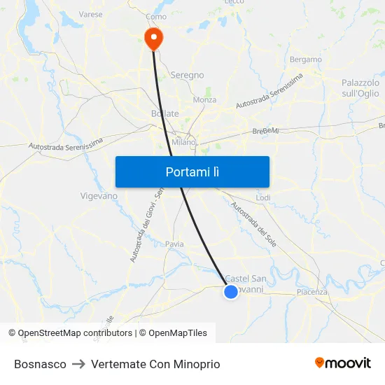 Bosnasco to Vertemate Con Minoprio map