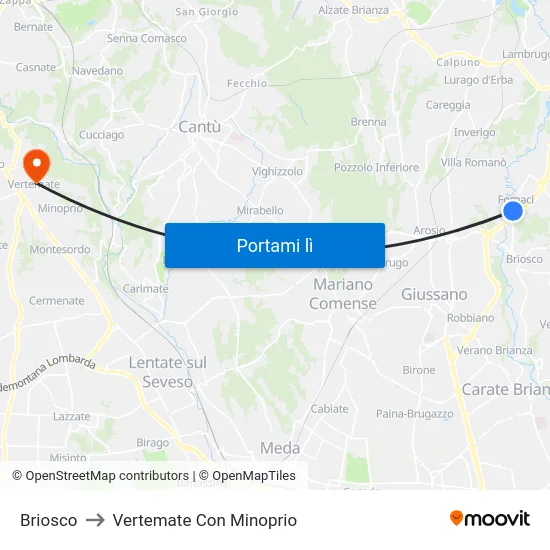 Briosco to Vertemate Con Minoprio map
