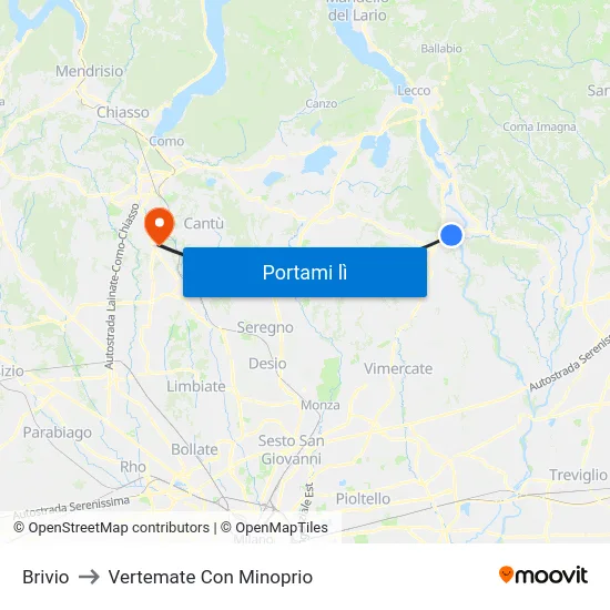 Brivio to Vertemate Con Minoprio map