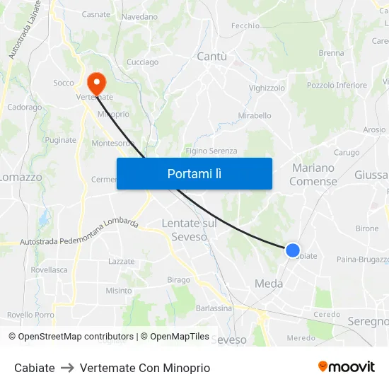 Cabiate to Vertemate Con Minoprio map
