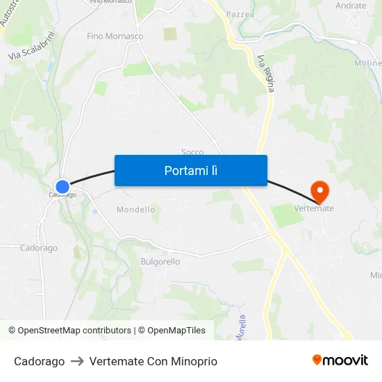 Cadorago to Vertemate Con Minoprio map