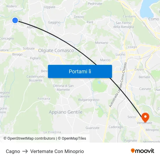 Cagno to Vertemate Con Minoprio map