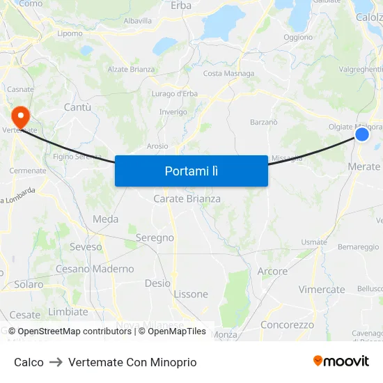 Calco to Vertemate Con Minoprio map