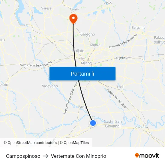 Campospinoso to Vertemate Con Minoprio map