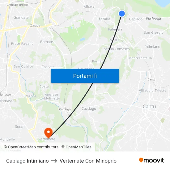 Capiago Intimiano to Vertemate Con Minoprio map