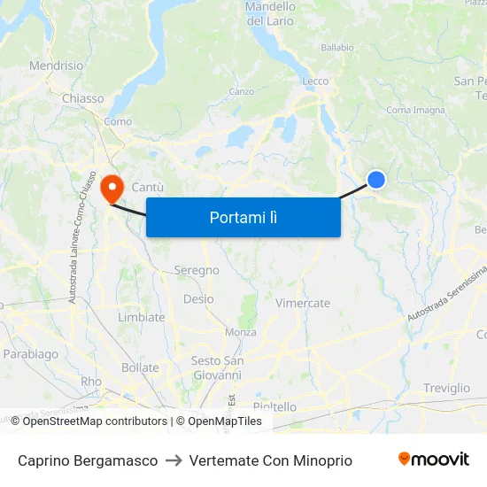 Caprino Bergamasco to Vertemate Con Minoprio map