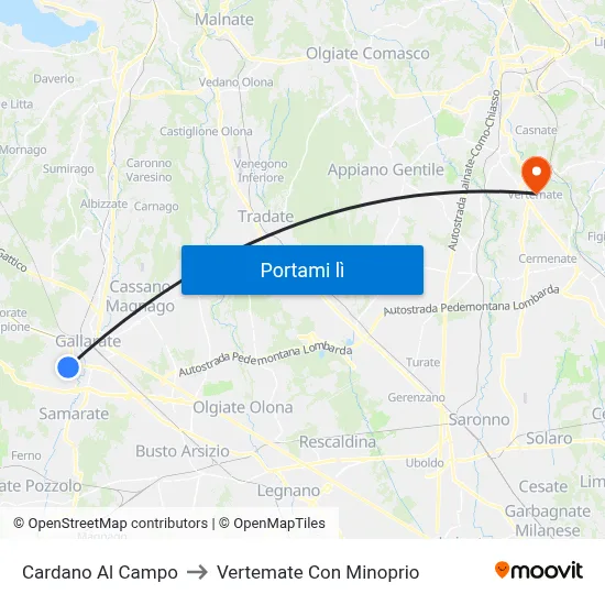 Cardano Al Campo to Vertemate Con Minoprio map