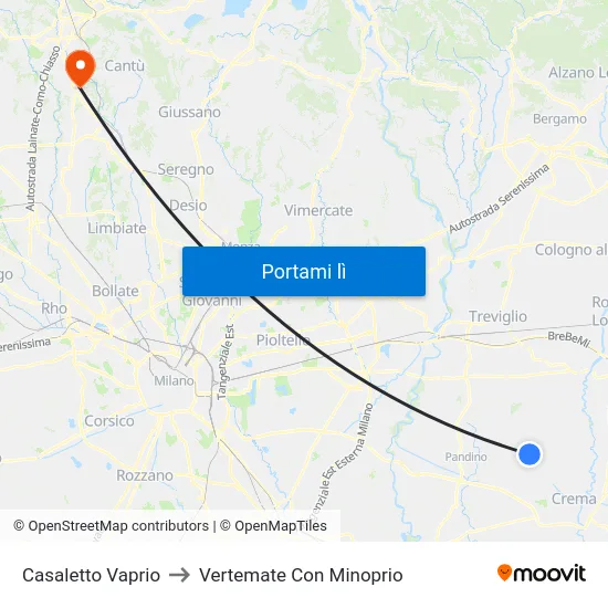 Casaletto Vaprio to Vertemate Con Minoprio map