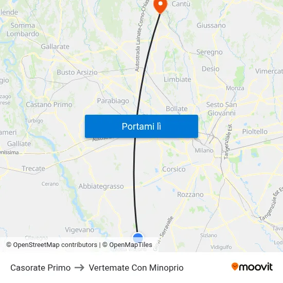 Casorate Primo to Vertemate Con Minoprio map