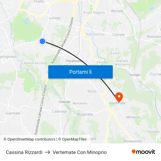 Cassina Rizzardi to Vertemate Con Minoprio map