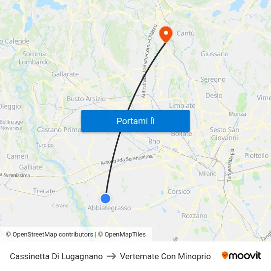 Cassinetta Di Lugagnano to Vertemate Con Minoprio map