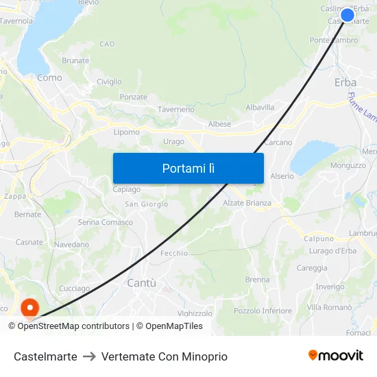 Castelmarte to Vertemate Con Minoprio map