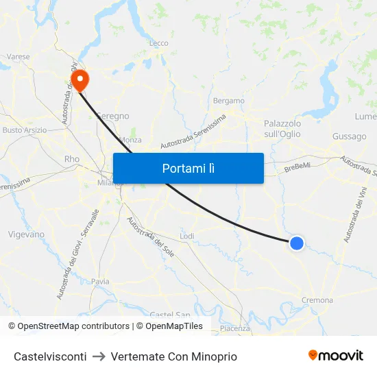 Castelvisconti to Vertemate Con Minoprio map