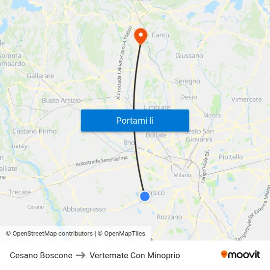 Cesano Boscone to Vertemate Con Minoprio map