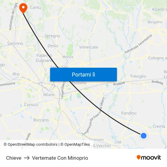 Chieve to Vertemate Con Minoprio map