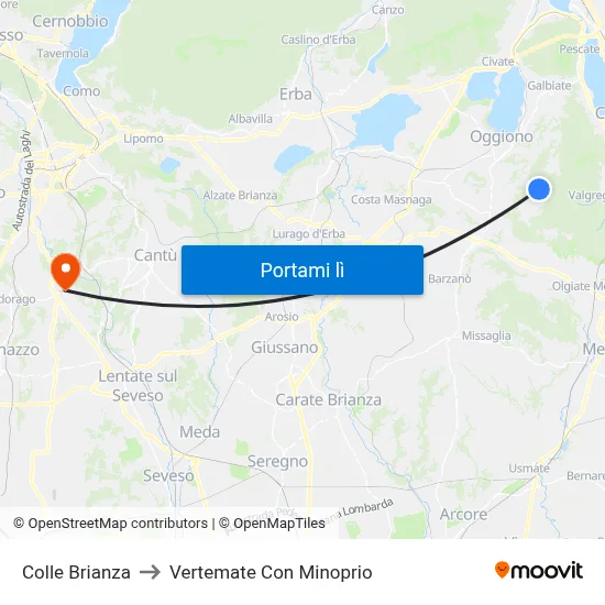 Colle Brianza to Vertemate Con Minoprio map
