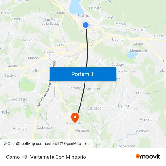 Como to Vertemate Con Minoprio map