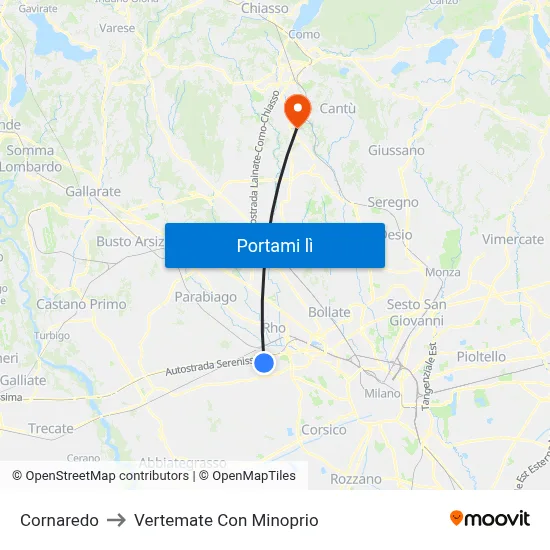 Cornaredo to Vertemate Con Minoprio map