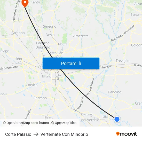 Corte Palasio to Vertemate Con Minoprio map