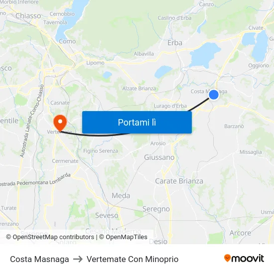 Costa Masnaga to Vertemate Con Minoprio map