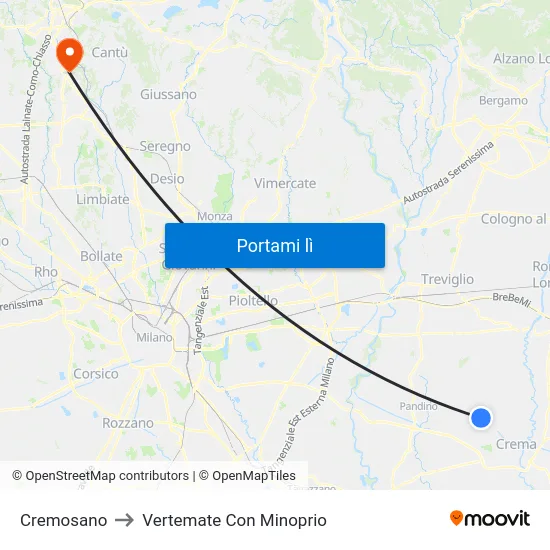 Cremosano to Vertemate Con Minoprio map