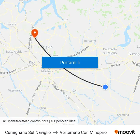 Cumignano Sul Naviglio to Vertemate Con Minoprio map