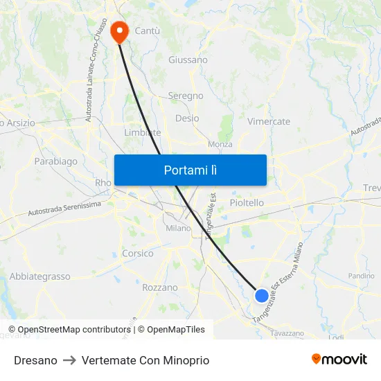 Dresano to Vertemate Con Minoprio map