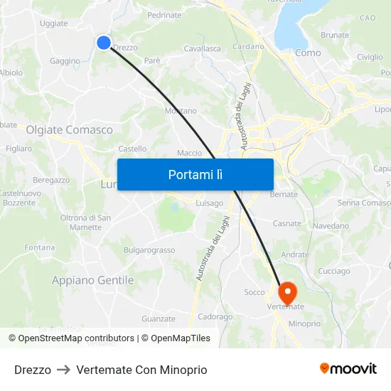 Drezzo to Vertemate Con Minoprio map