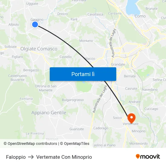 Faloppio to Vertemate Con Minoprio map