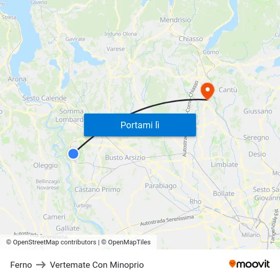Ferno to Vertemate Con Minoprio map