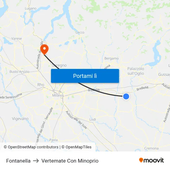 Fontanella to Vertemate Con Minoprio map