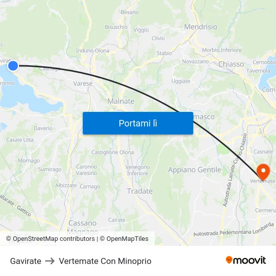 Gavirate to Vertemate Con Minoprio map