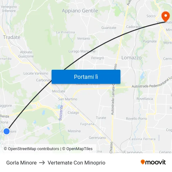 Gorla Minore to Vertemate Con Minoprio map