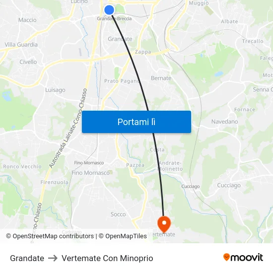 Grandate to Vertemate Con Minoprio map