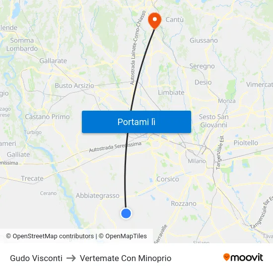 Gudo Visconti to Vertemate Con Minoprio map