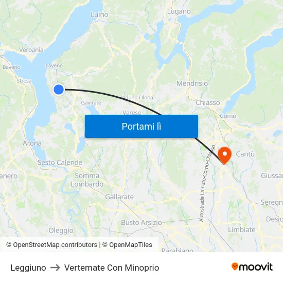 Leggiuno to Vertemate Con Minoprio map