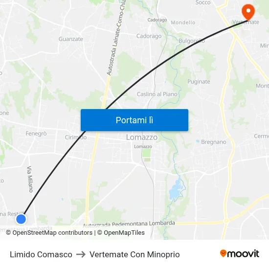 Limido Comasco to Vertemate Con Minoprio map