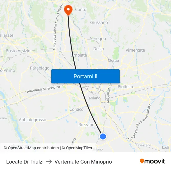 Locate Di Triulzi to Vertemate Con Minoprio map