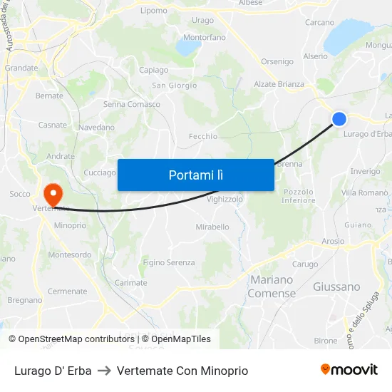 Lurago D' Erba to Vertemate Con Minoprio map