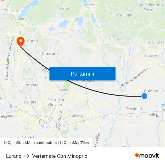 Lurano to Vertemate Con Minoprio map