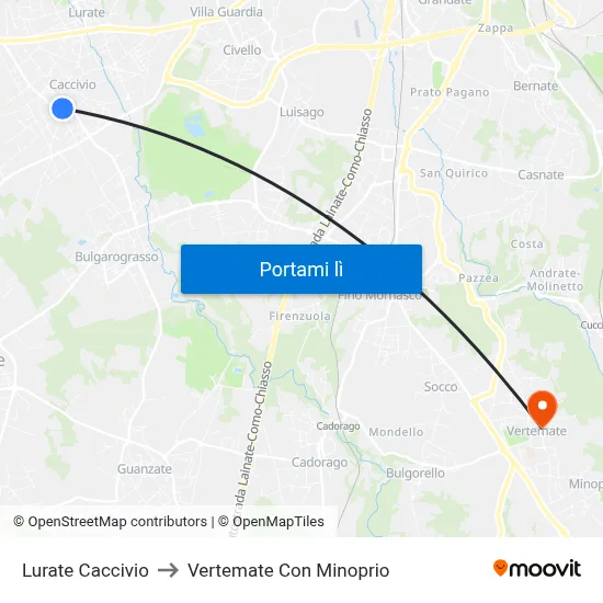 Lurate Caccivio to Vertemate Con Minoprio map