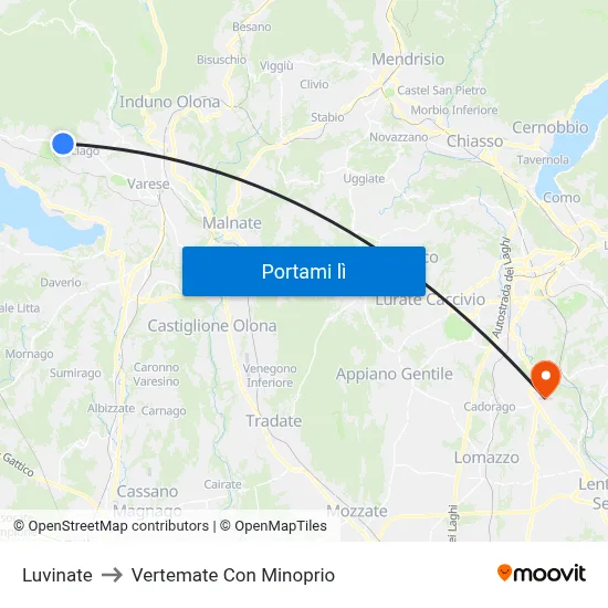 Luvinate to Vertemate Con Minoprio map