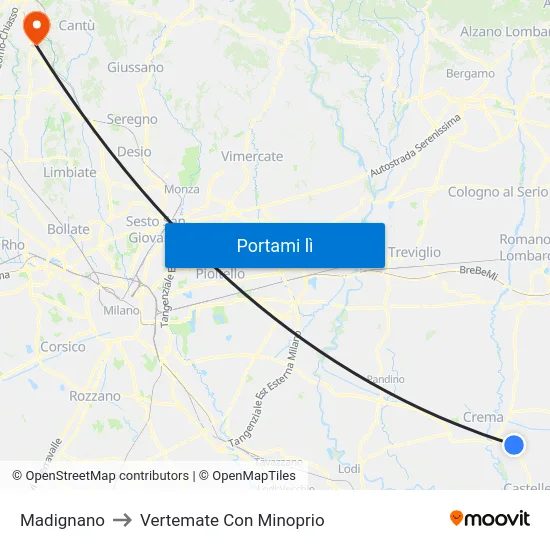 Madignano to Vertemate Con Minoprio map
