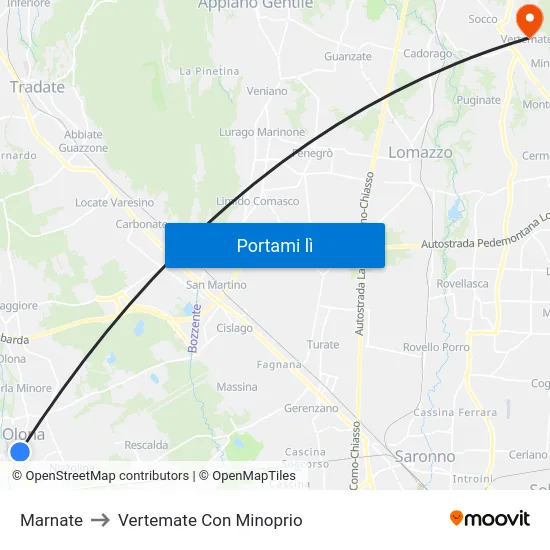 Marnate to Vertemate Con Minoprio map