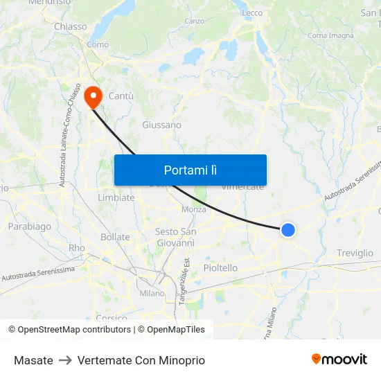 Masate to Vertemate Con Minoprio map