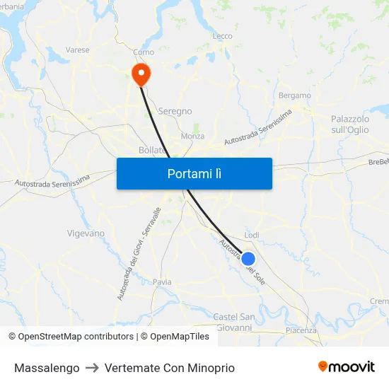 Massalengo to Vertemate Con Minoprio map