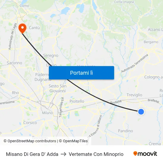 Misano Di Gera D' Adda to Vertemate Con Minoprio map