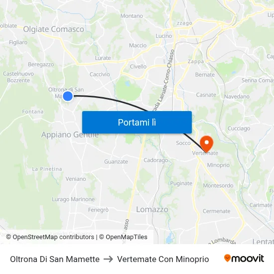 Oltrona Di San Mamette to Vertemate Con Minoprio map