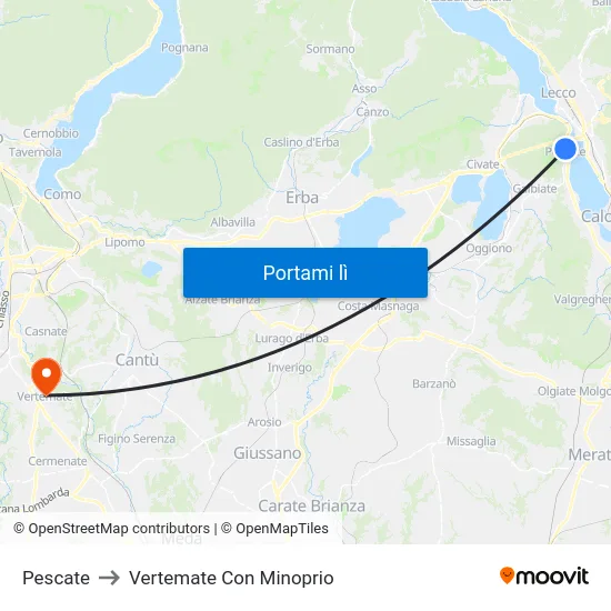 Pescate to Vertemate Con Minoprio map